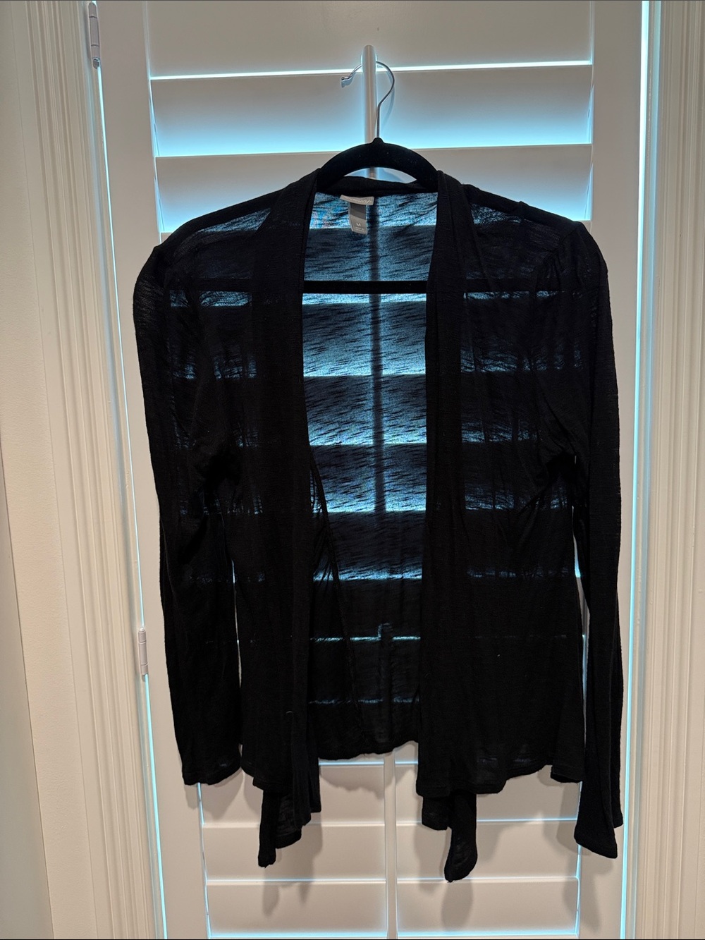 Vanity Black Sheer Open Front Cardigan Duster Lightweight - Medium